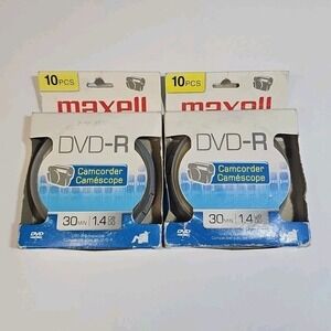 Maxell Camcorder DVD-R TWO 10 packs 30 min 1.4 GB DVDs NOS New (20 Total discs)